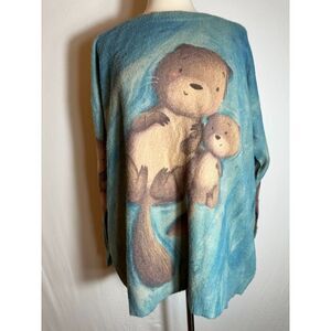Cute Mom and Baby Otter Sweater Size Large